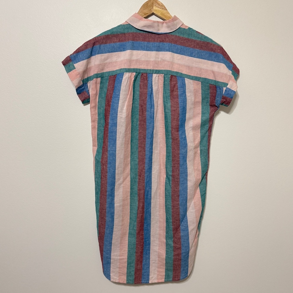 Madewell Central Shirtdress in Flagstaff Stripe Size XS Oversized Linen Button - Picture 5 of 8